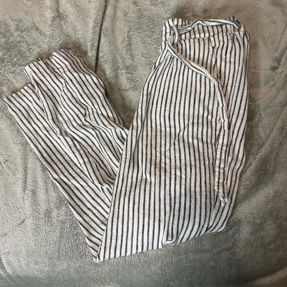 Linen Blue Stripe Pants Small